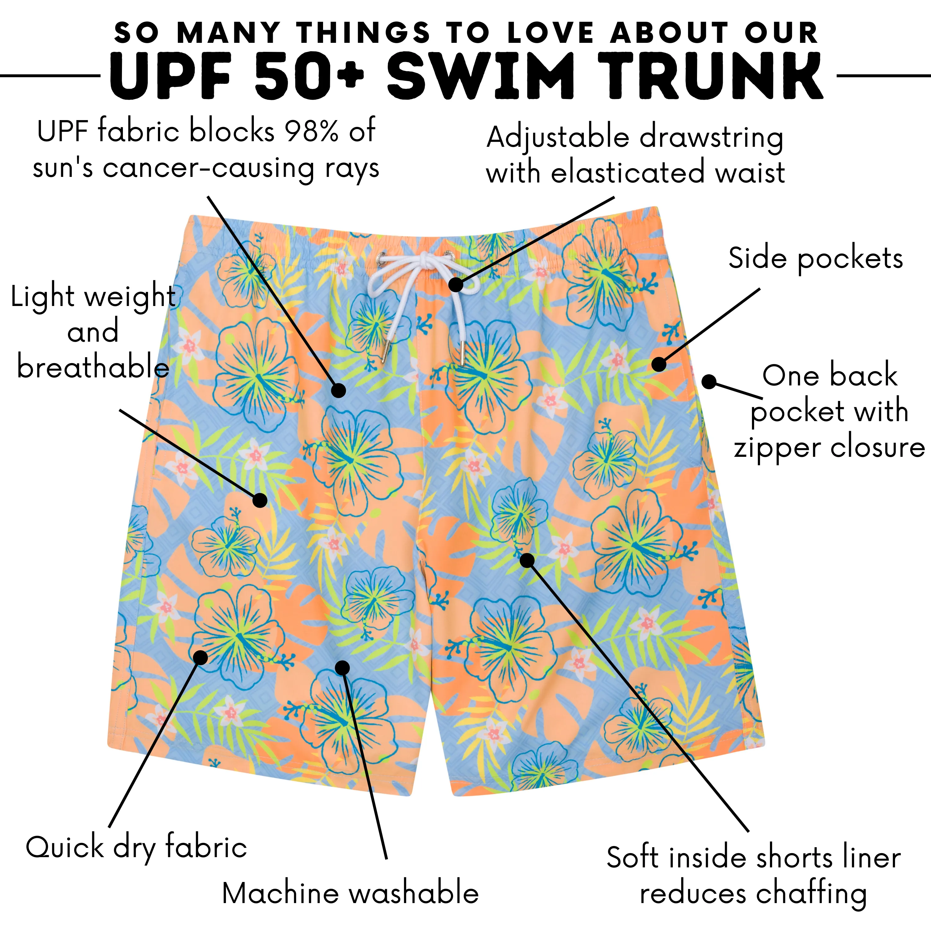 Men's 8" Swim Trunks Boxer Brief Liner | "Groovy"