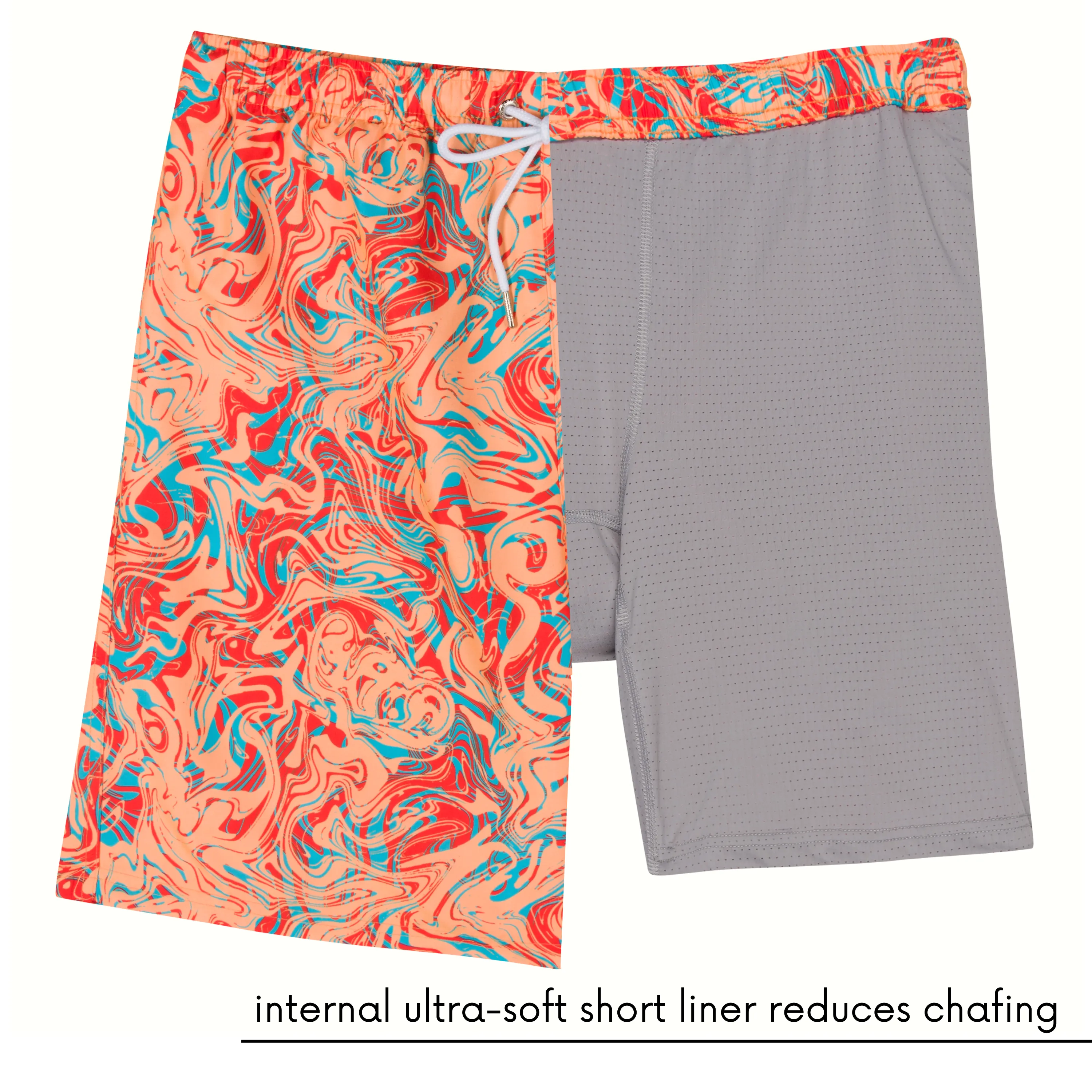 Men's 8" Swim Trunks Boxer Brief Liner | "Swirl"