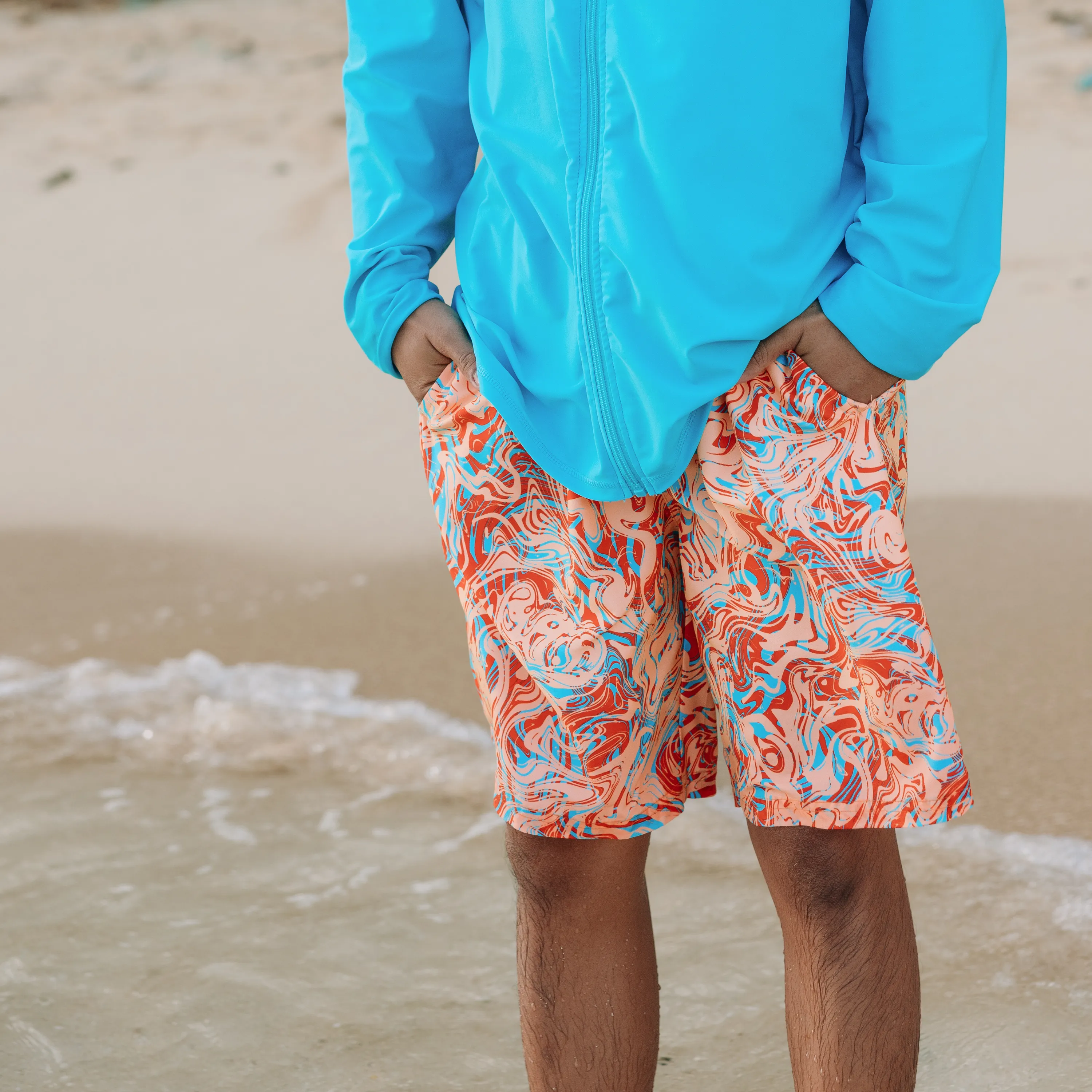 Men's 8" Swim Trunks Boxer Brief Liner | "Swirl"