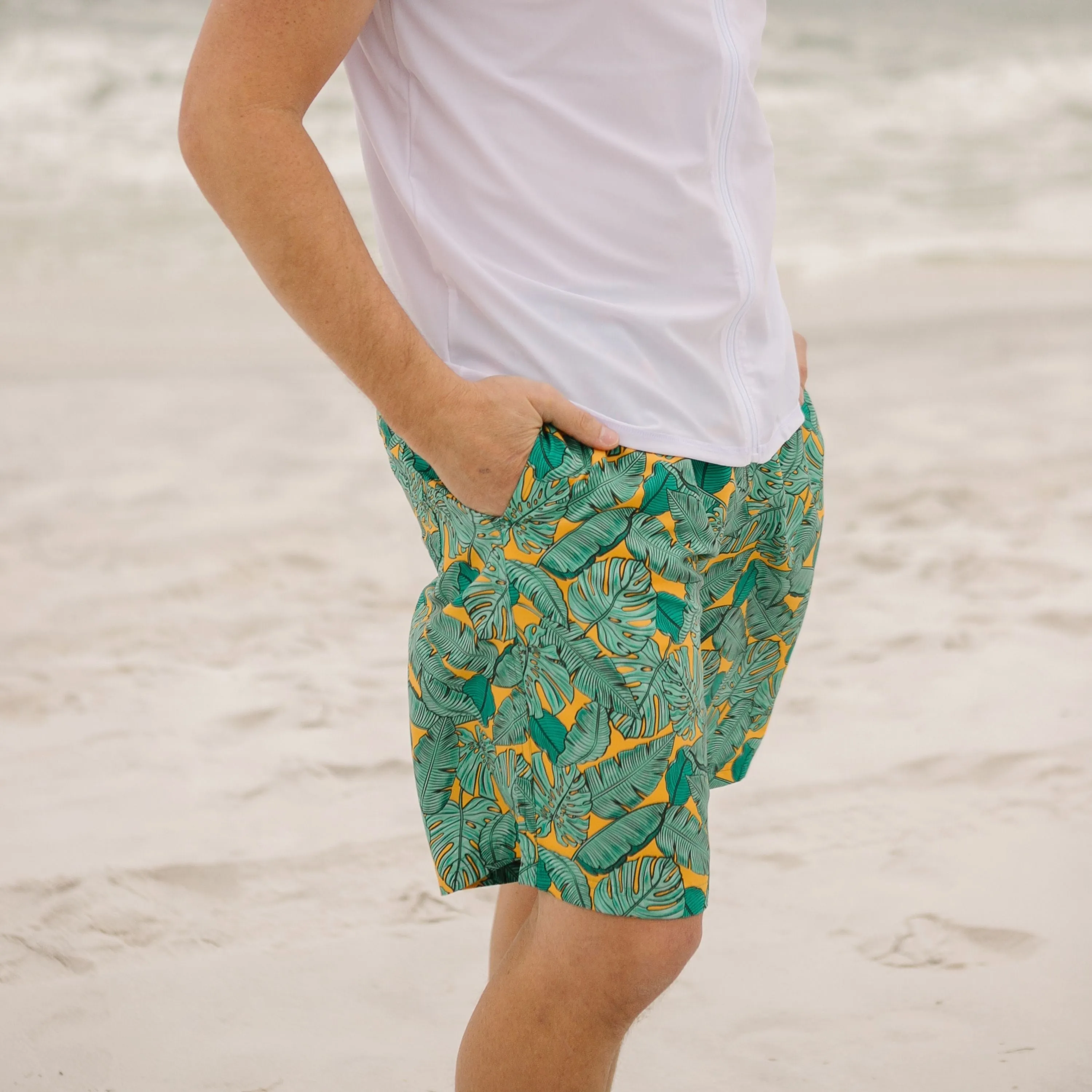 Men's 8" Swim Trunks Boxer Brief Liner | "The Tropics"