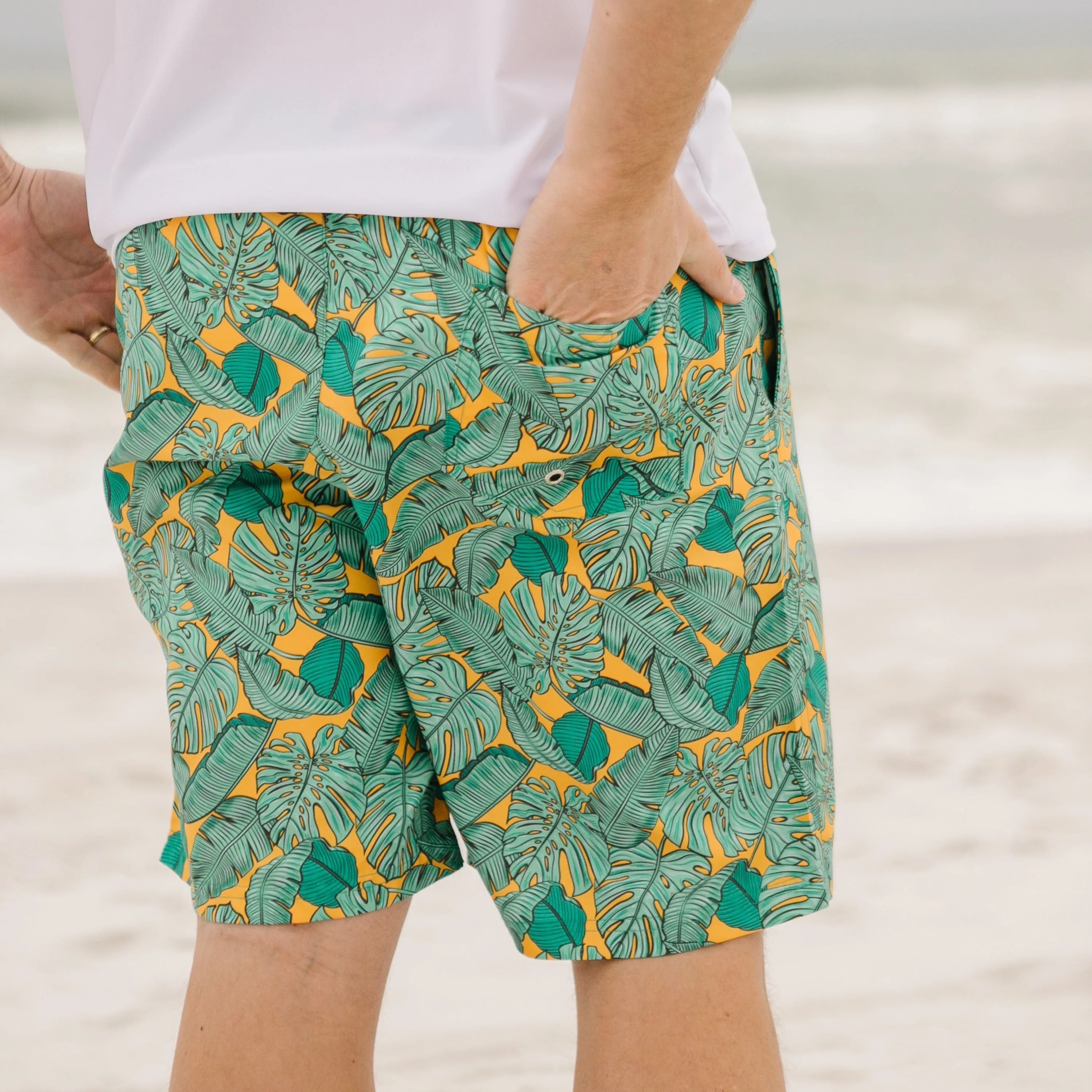 Men's 8" Swim Trunks Boxer Brief Liner | "The Tropics"