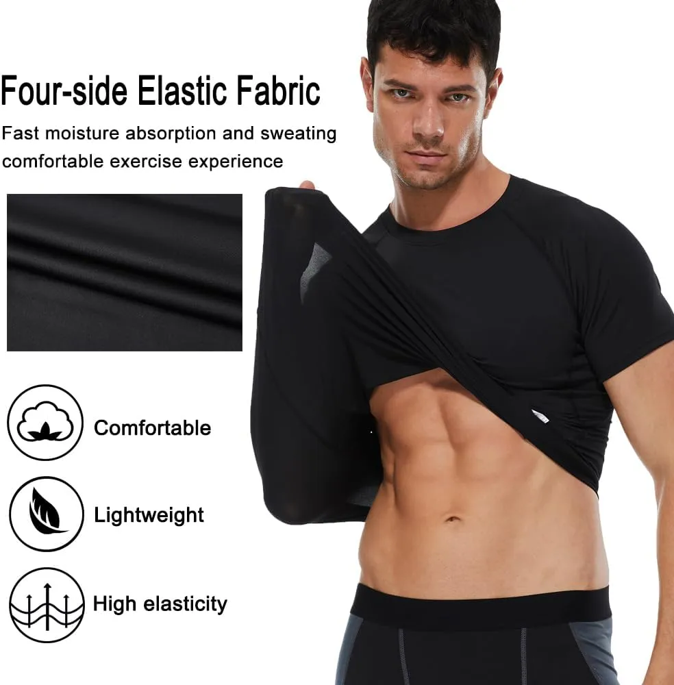 Men's Compression Shirts Short Sleeve Athletic Workout T-Shirts Sports Cool Dry Top Active Undershirt Performance Base Layer