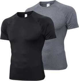Men's Compression Shirts Short Sleeve Athletic Workout T-Shirts Sports Cool Dry Top Active Undershirt Performance Base Layer