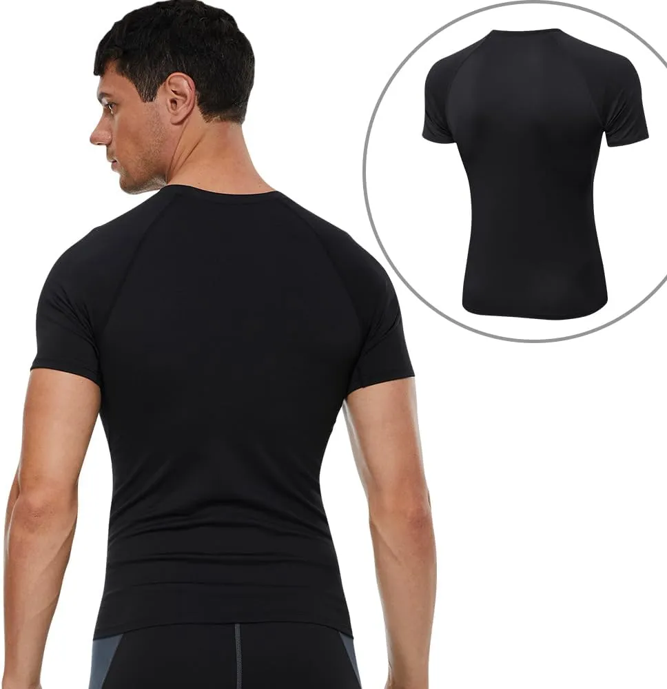 Men's Compression Shirts Short Sleeve Athletic Workout T-Shirts Sports Cool Dry Top Active Undershirt Performance Base Layer