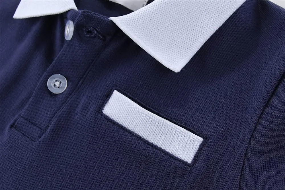 Mud Kingdom Boys Long Sleeve Pique Polo Shirt School Uniform