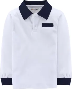 Mud Kingdom Boys Long Sleeve Pique Polo Shirt School Uniform