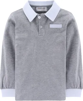 Mud Kingdom Boys Long Sleeve Pique Polo Shirt School Uniform