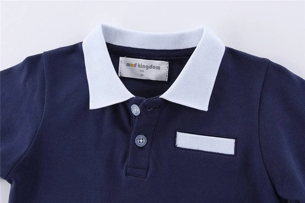 Mud Kingdom Boys Long Sleeve Pique Polo Shirt School Uniform