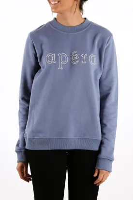 Outline Embroidered Jumper Washed Blue