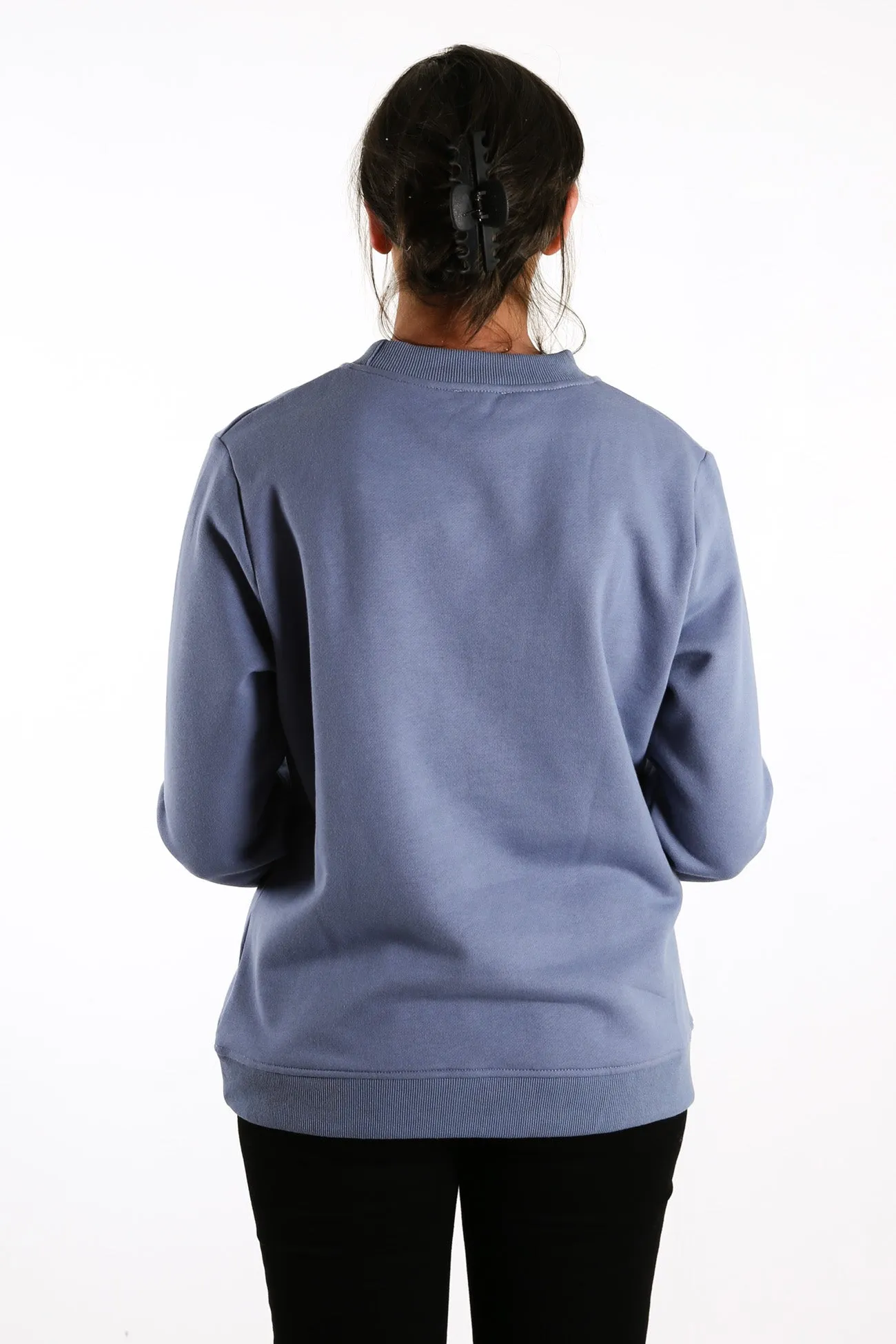 Outline Embroidered Jumper Washed Blue