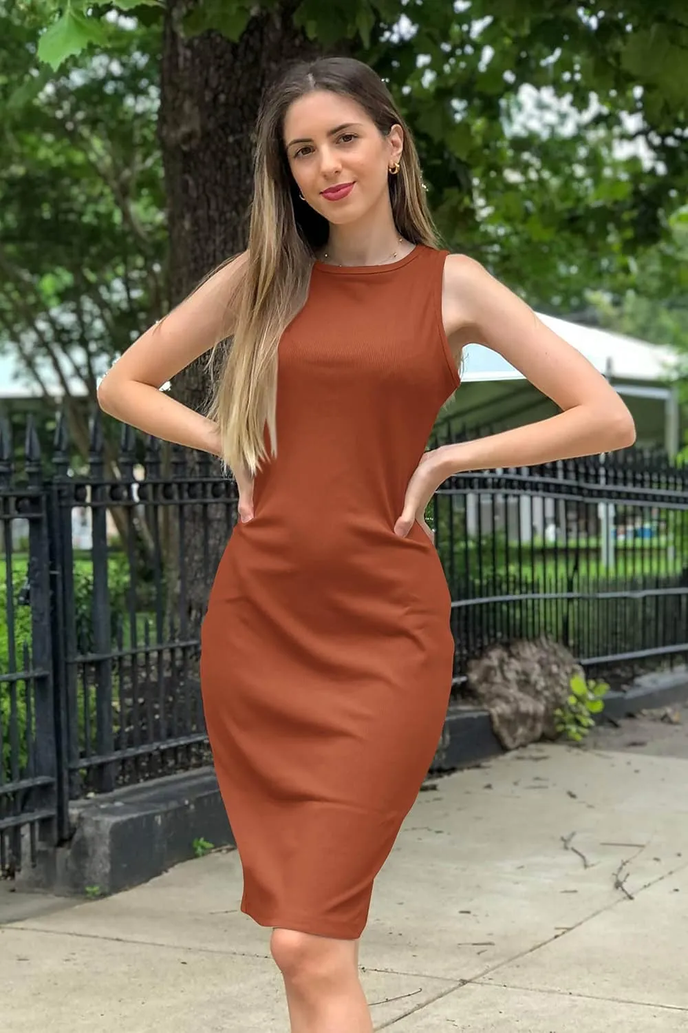 PRETTYGARDEN Women Midi Dress 2025 Summer Casual Vacation Sundress Fitted Spring Sleeveless Bodycon Tank Dresses