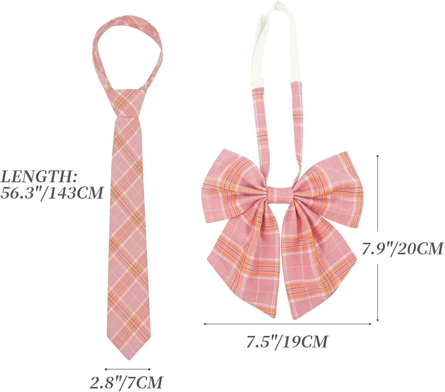 PROCOS US Size Costume Women Japanese Uniform Outfit with Plaid Bow Tie 5 PCS for Christmas