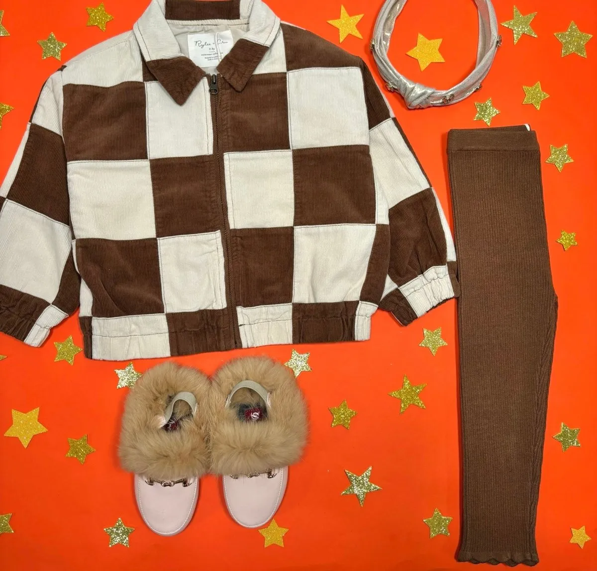 SADDLE CHECKERED CORD BOMBER JACKET (UNISEX)