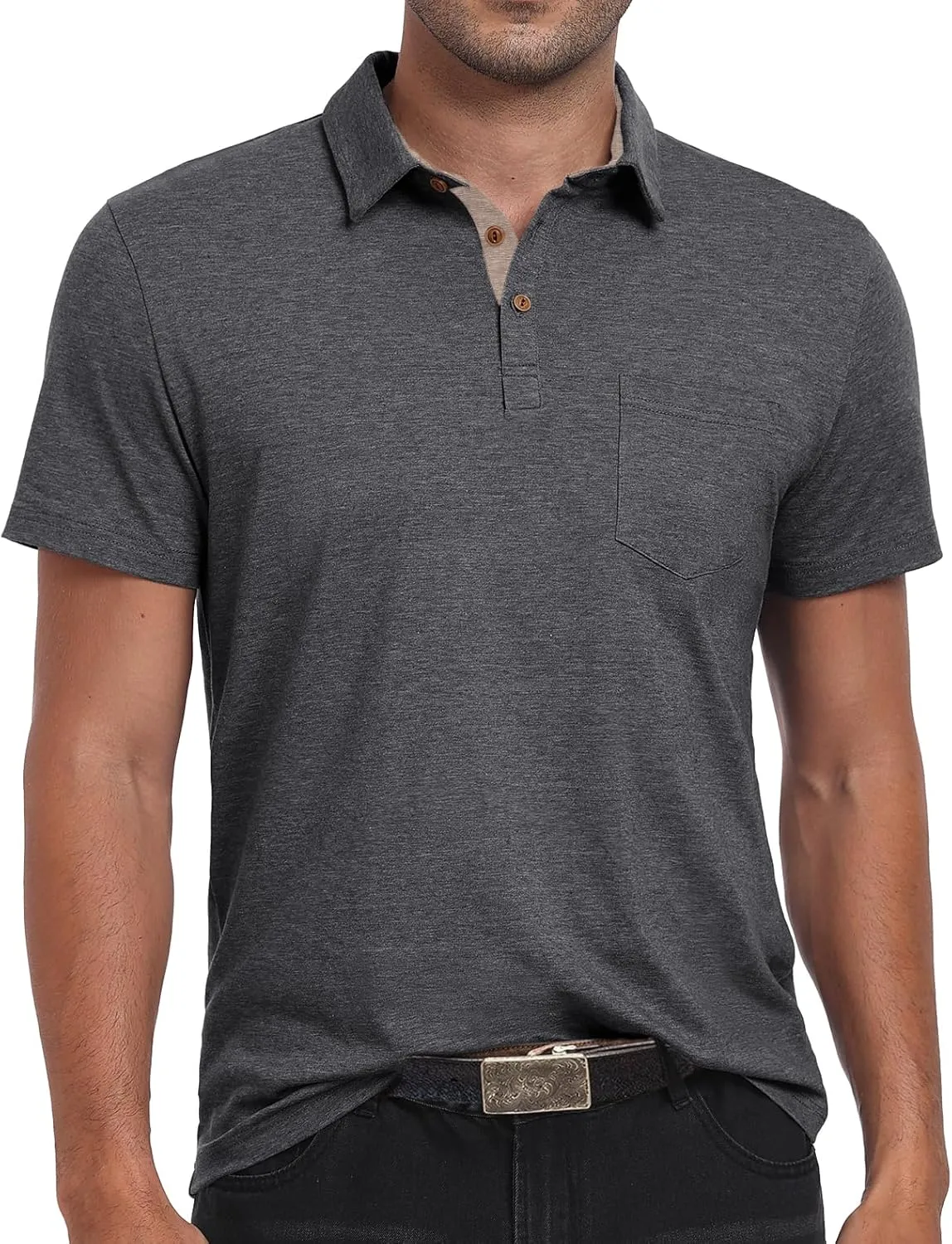 Sailwind Men's Cotton Polo Shirts Short Sleeve Casual Summer Shirts Classic Collared Golf Shirt with Pocket