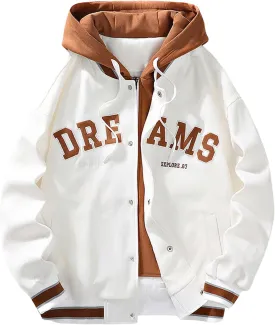 SOLY HUX Men's Casual 2 in 1 Hoodie Jackets Bomber Jacket Hooded Zipper Snap Long Sleeve Baseball Jackets