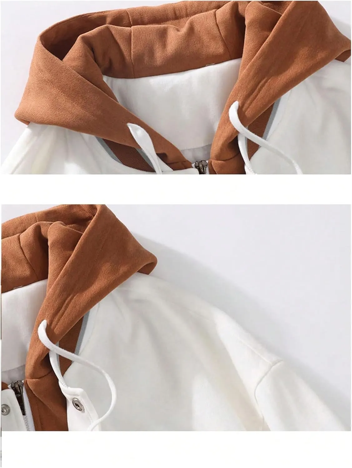 SOLY HUX Men's Casual 2 in 1 Hoodie Jackets Bomber Jacket Hooded Zipper Snap Long Sleeve Baseball Jackets