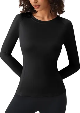 SPVISE Long Sleeve Compression Shirts for Women Workout Tops Cool Dry Breathable Yoga Running Hiking T-Shirt Fitted Basic Top