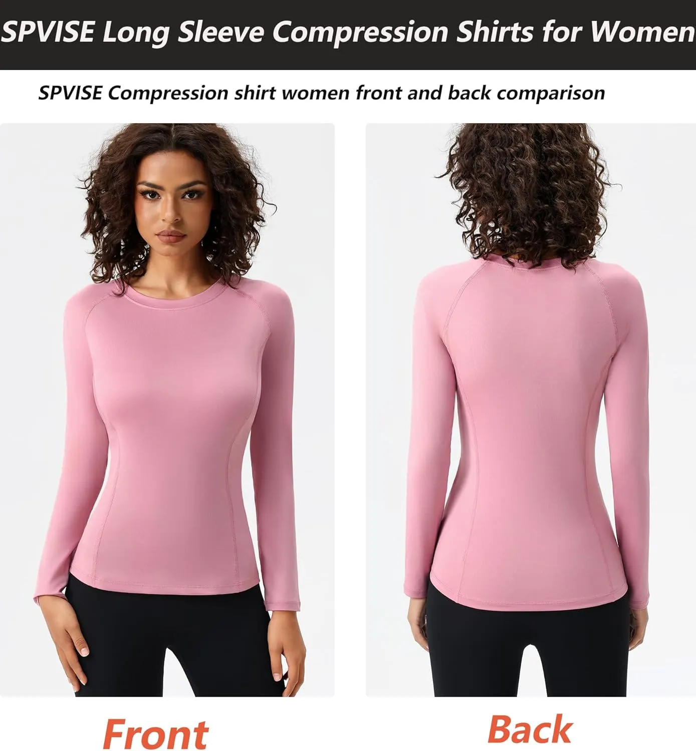 SPVISE Long Sleeve Compression Shirts for Women Workout Tops Cool Dry Breathable Yoga Running Hiking T-Shirt Fitted Basic Top