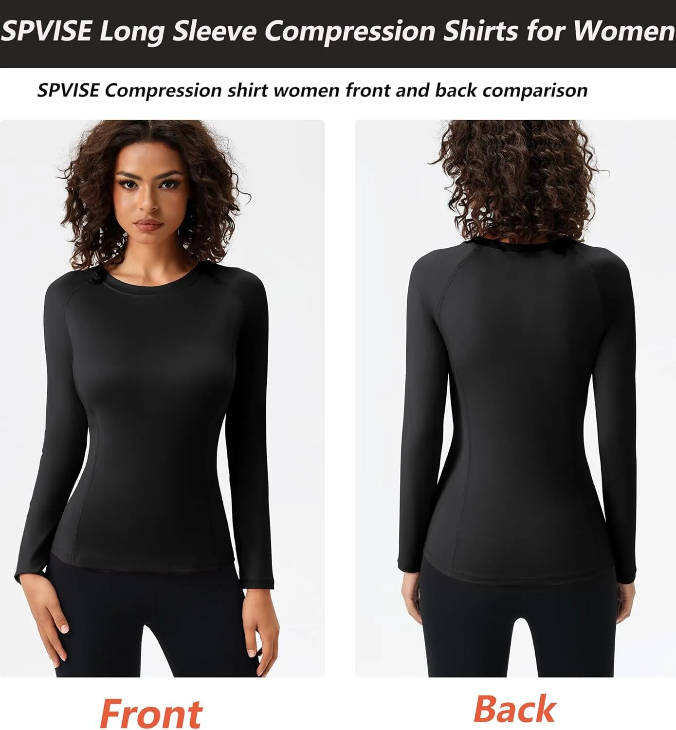 SPVISE Long Sleeve Compression Shirts for Women Workout Tops Cool Dry Breathable Yoga Running Hiking T-Shirt Fitted Basic Top
