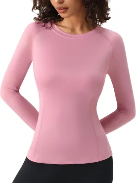 SPVISE Long Sleeve Compression Shirts for Women Workout Tops Cool Dry Breathable Yoga Running Hiking T-Shirt Fitted Basic Top