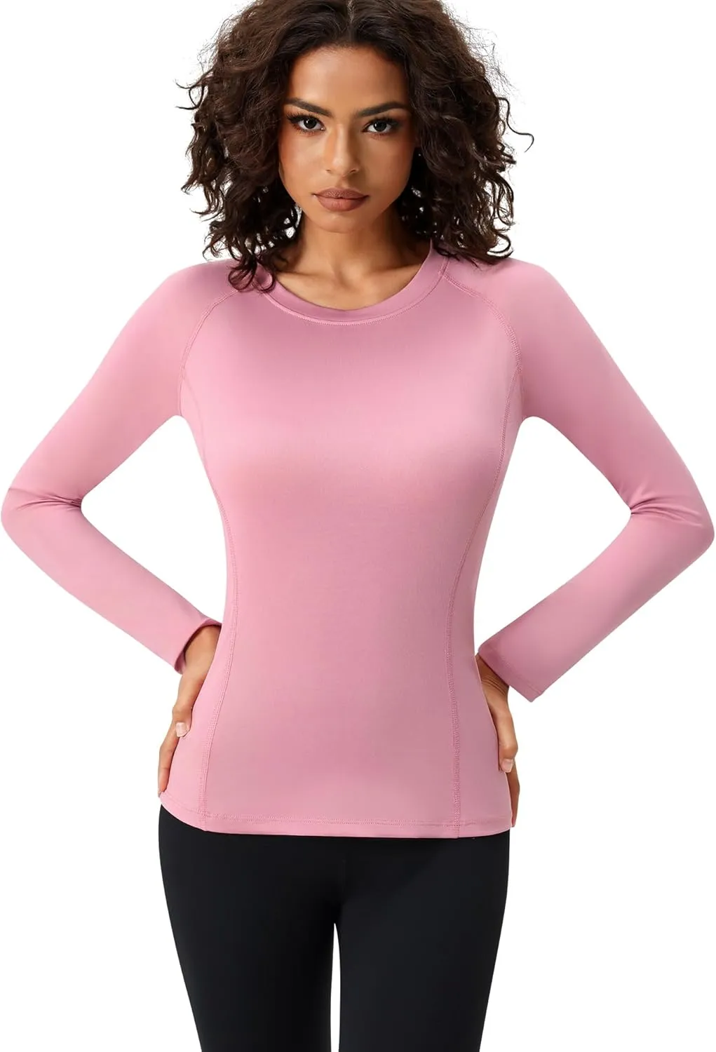 SPVISE Long Sleeve Compression Shirts for Women Workout Tops Cool Dry Breathable Yoga Running Hiking T-Shirt Fitted Basic Top