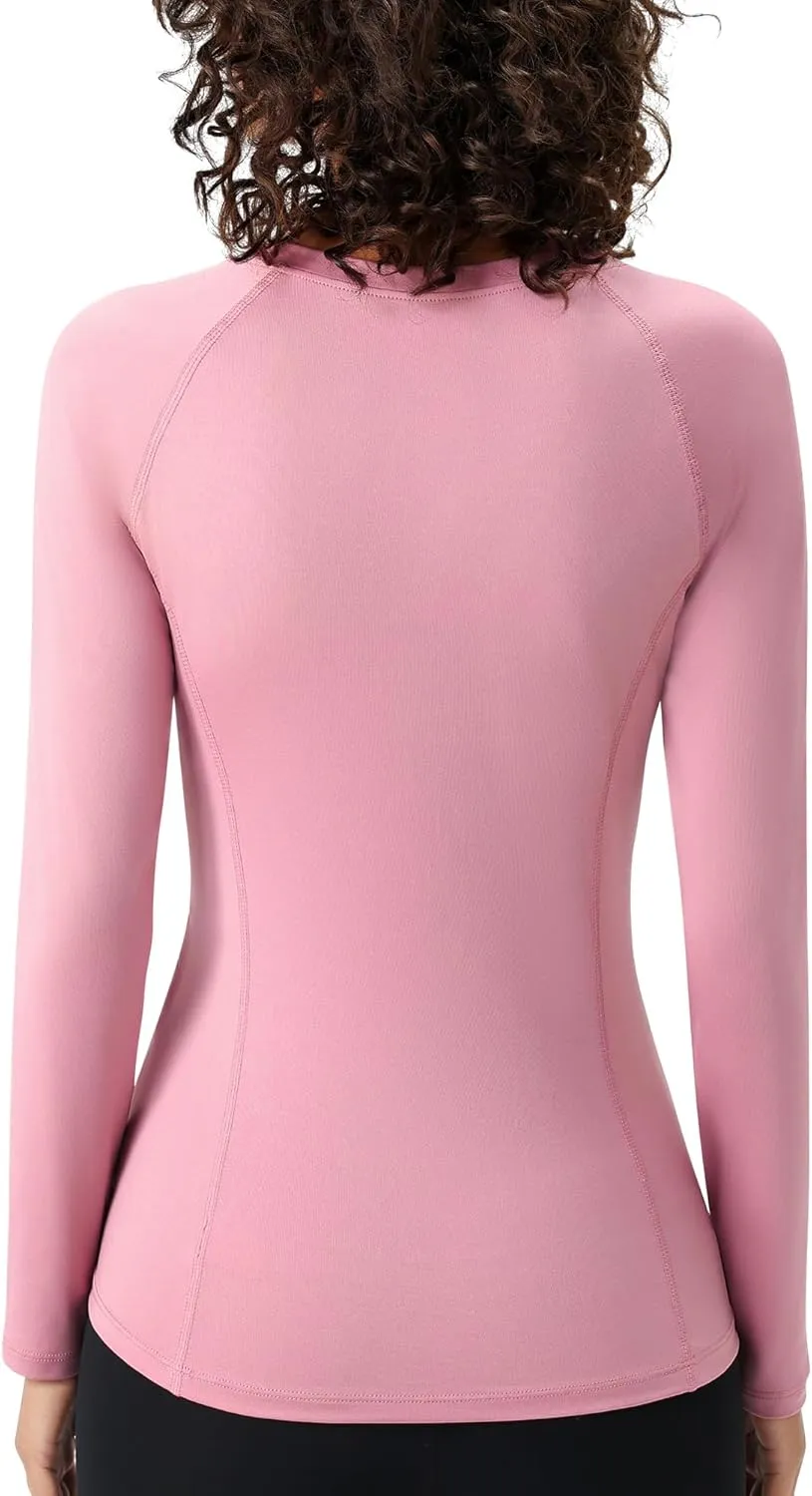 SPVISE Long Sleeve Compression Shirts for Women Workout Tops Cool Dry Breathable Yoga Running Hiking T-Shirt Fitted Basic Top