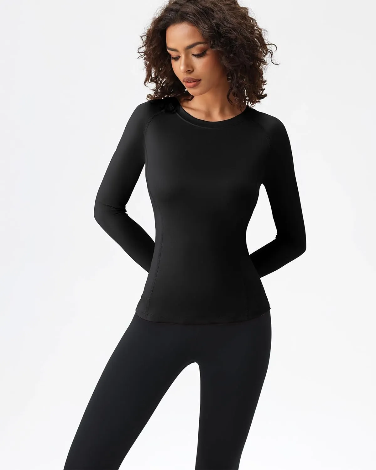 SPVISE Long Sleeve Compression Shirts for Women Workout Tops Cool Dry Breathable Yoga Running Hiking T-Shirt Fitted Basic Top