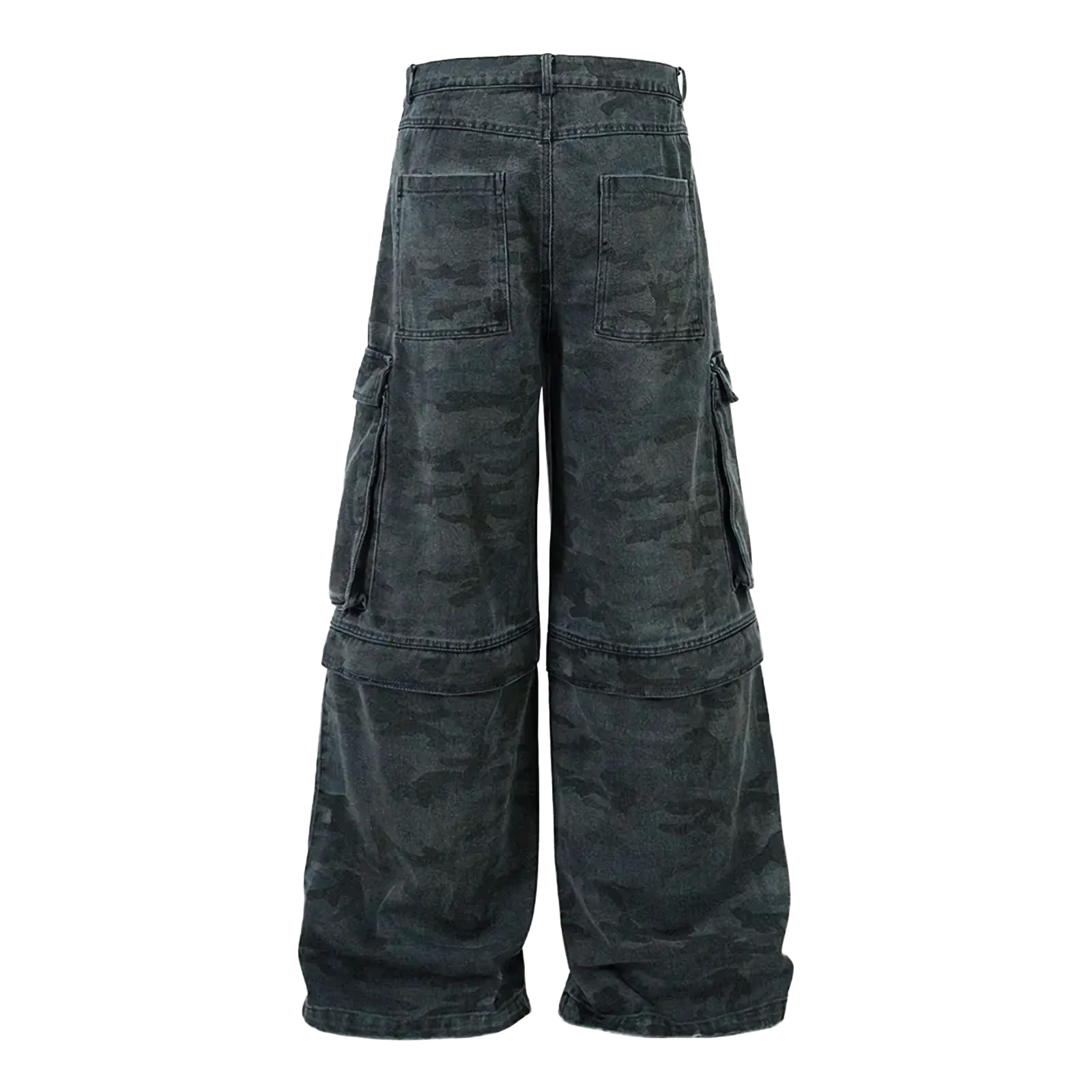 Urban Camo Wide Leg Denim Cargo  Pants