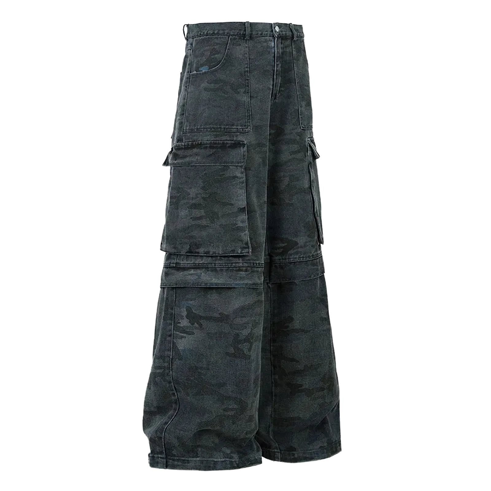 Urban Camo Wide Leg Denim Cargo  Pants