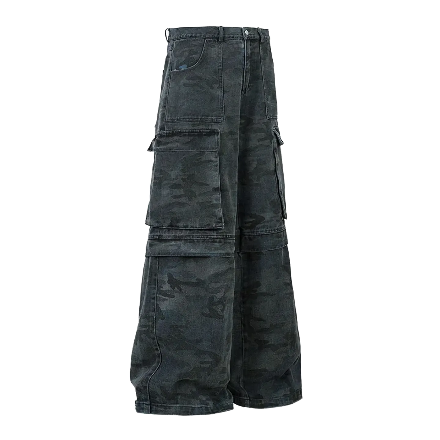 Urban Camo Wide Leg Denim Cargo  Pants