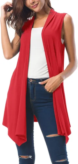 Urban CoCo Women's Sleeveless Cardigan Summer Open Front Vest Lightweight Cool Coat