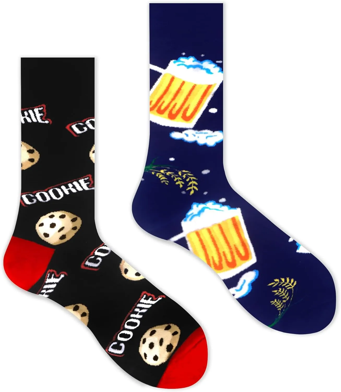 WeciBor Men's Funny Novelty Colorful Patterned Cotton Casual Crew Socks 6 Pack