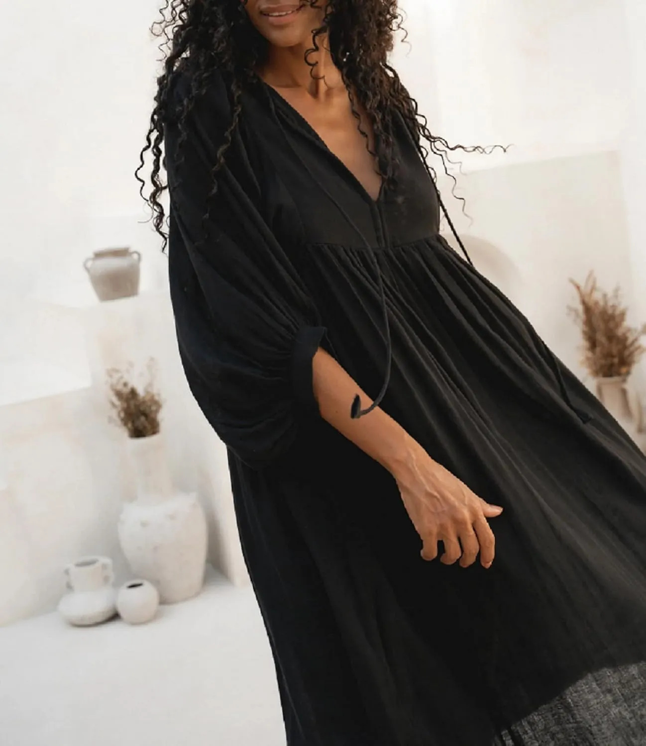 Women Boho Floral Long Dress Colorful Loose A-line Maxi Dress Long Puff Sleeve Flowy Shirt Dresses Beachwear