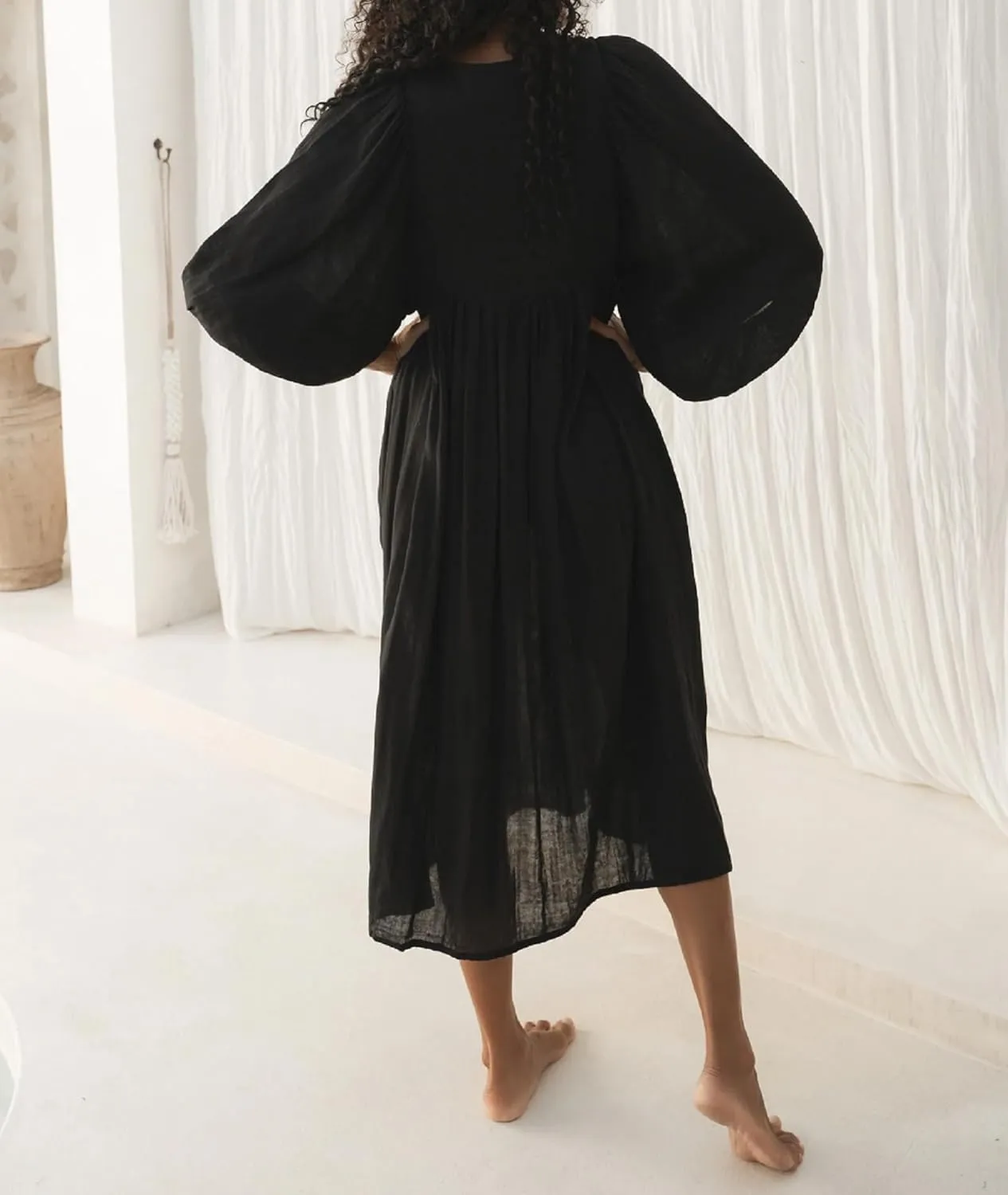 Women Boho Floral Long Dress Colorful Loose A-line Maxi Dress Long Puff Sleeve Flowy Shirt Dresses Beachwear