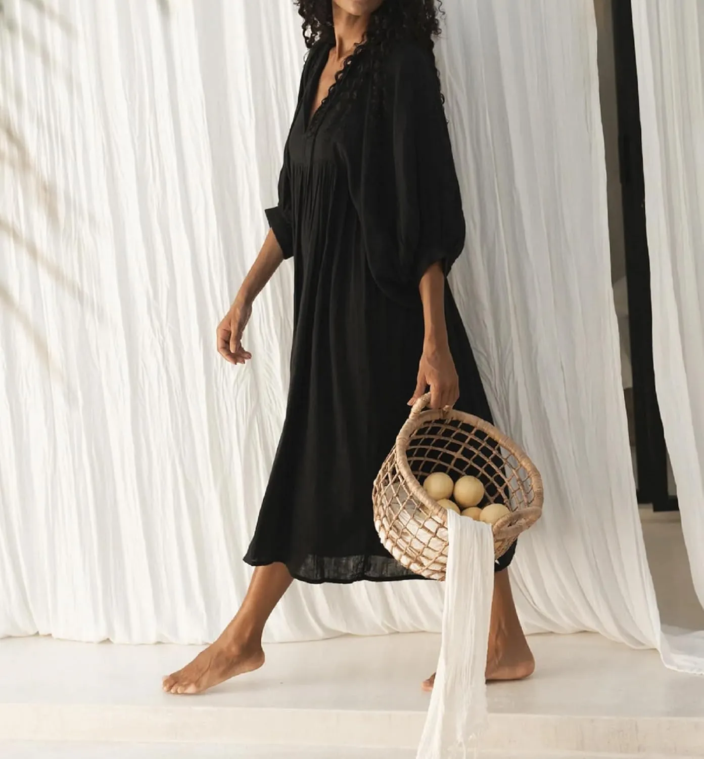 Women Boho Floral Long Dress Colorful Loose A-line Maxi Dress Long Puff Sleeve Flowy Shirt Dresses Beachwear