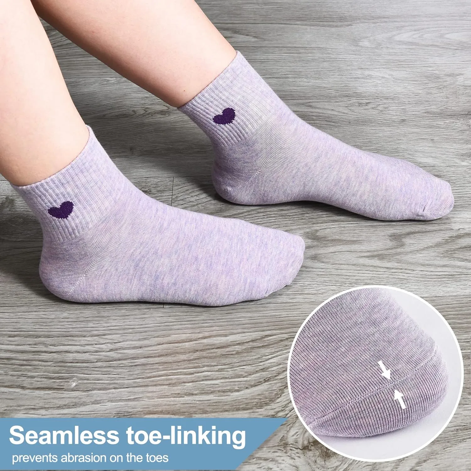 Women's Cute Ankle Crew Socks - Novelty Fun Heart Cotton Casual Athletic Running Socks 6Pairs With Gift Box