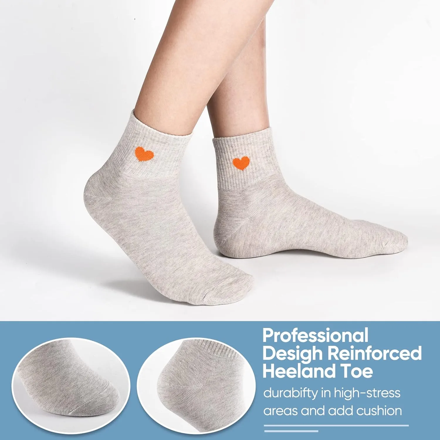 Women's Cute Ankle Crew Socks - Novelty Fun Heart Cotton Casual Athletic Running Socks 6Pairs With Gift Box