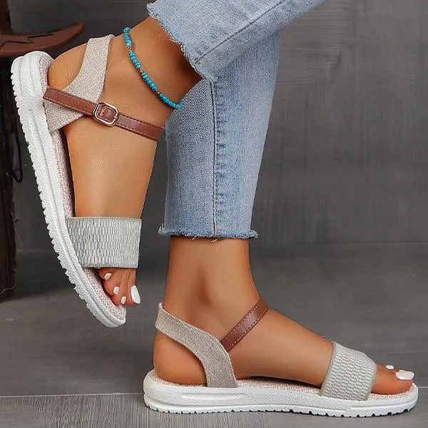 Women's Retro Casual Braided Buckle Flat Sandals 22364739S
