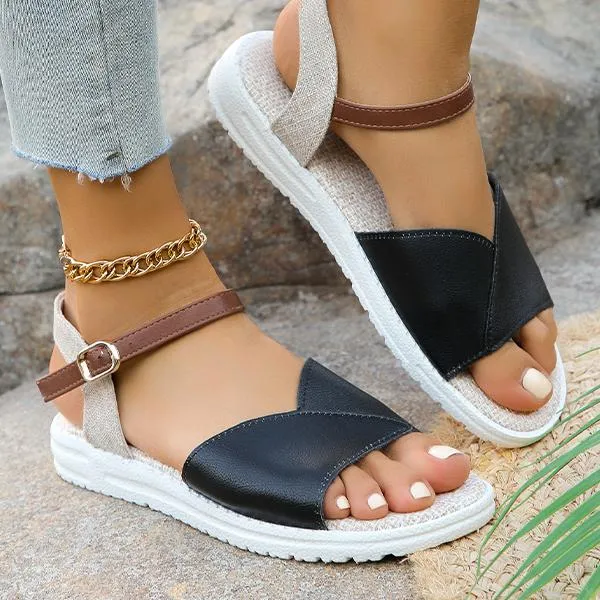 Women's Retro Casual Braided Buckle Flat Sandals 22364739S