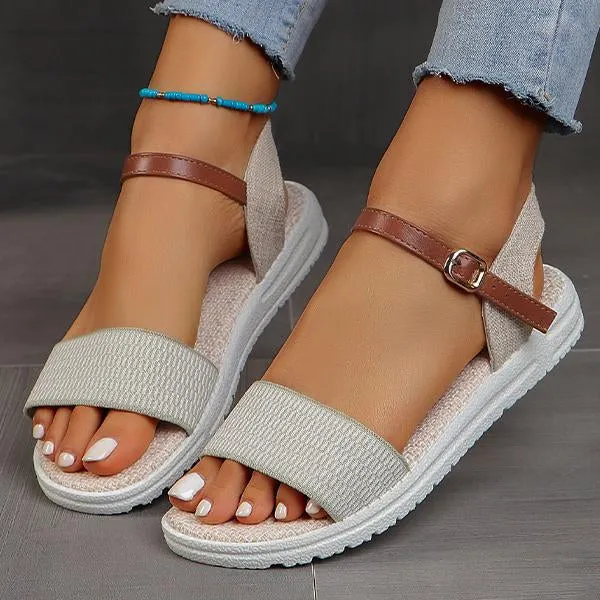 Women's Retro Casual Braided Buckle Flat Sandals 22364739S