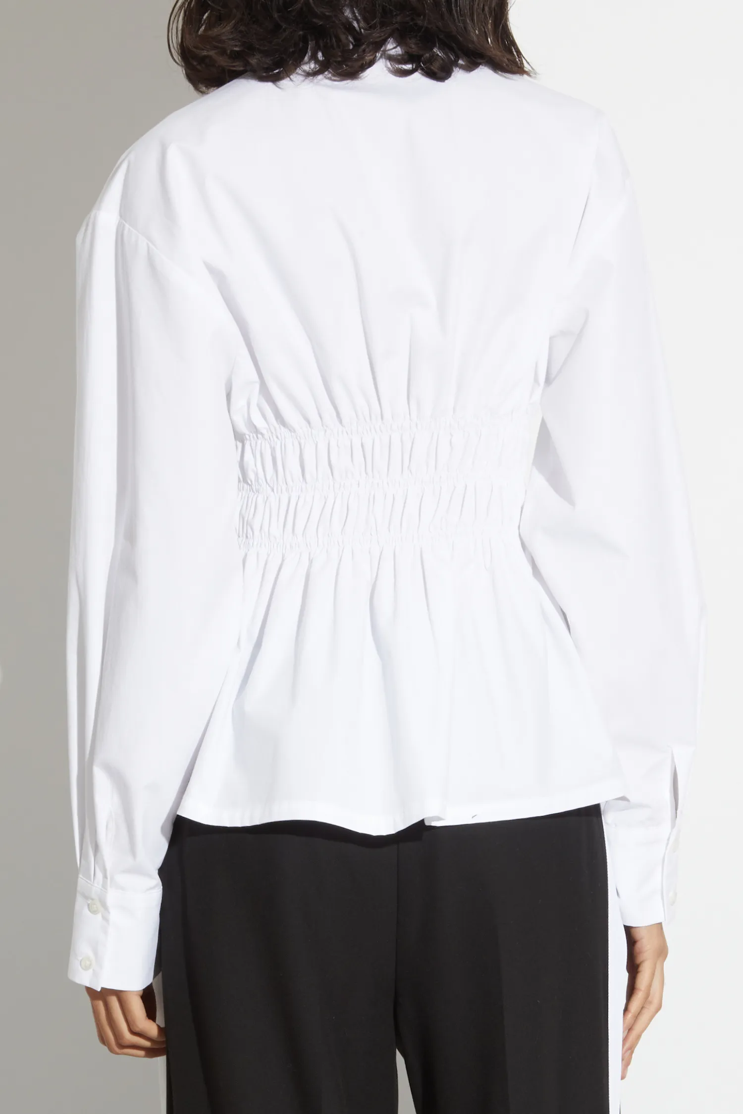Yvonne Ruched Poplin Blouse, White