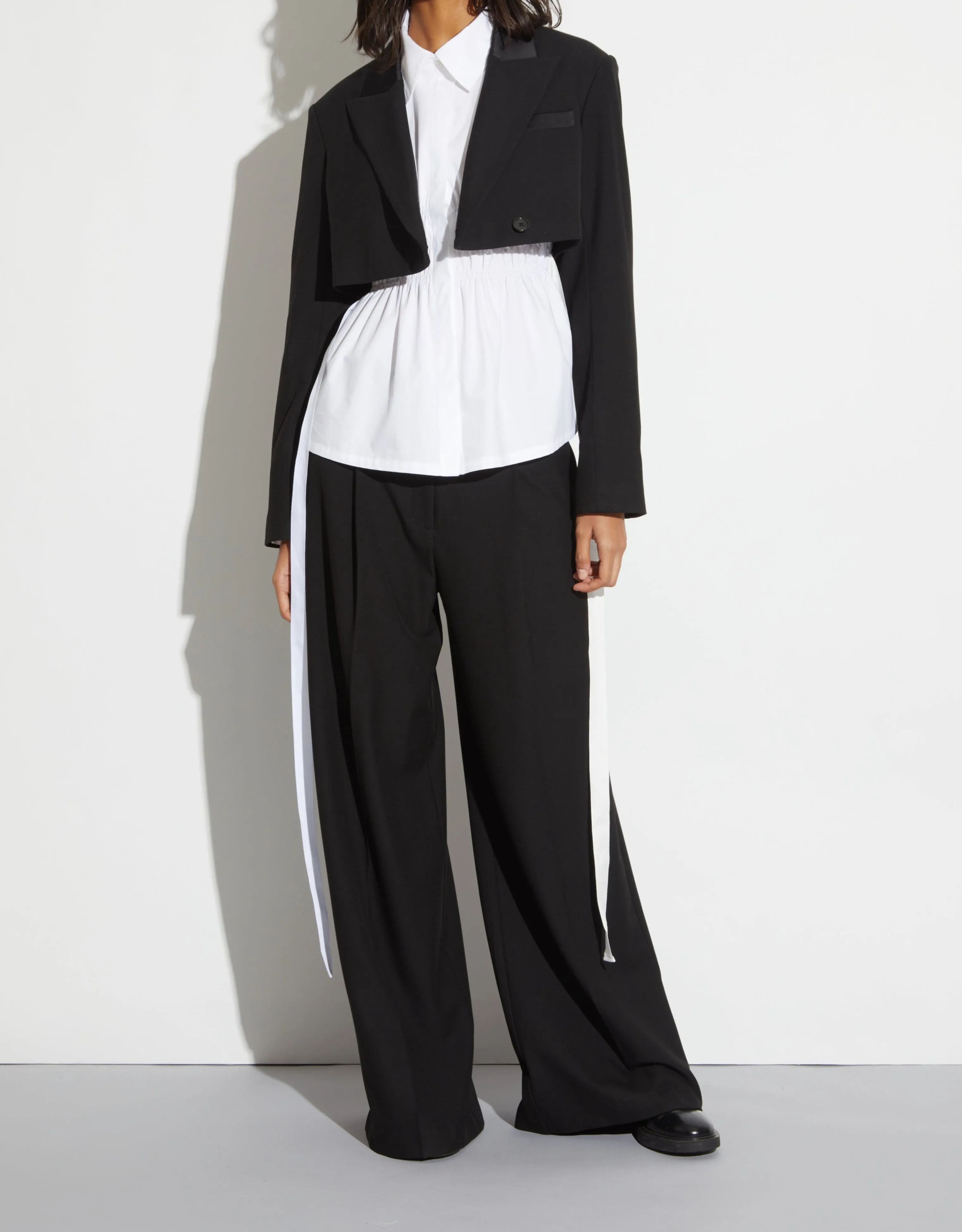Yvonne Ruched Poplin Blouse, White