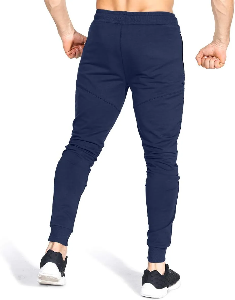 ZENWILL Mens Tapered Workout Running Pants,Gym Jogger Training Sweatpants Slim Fit with Zip Pockets