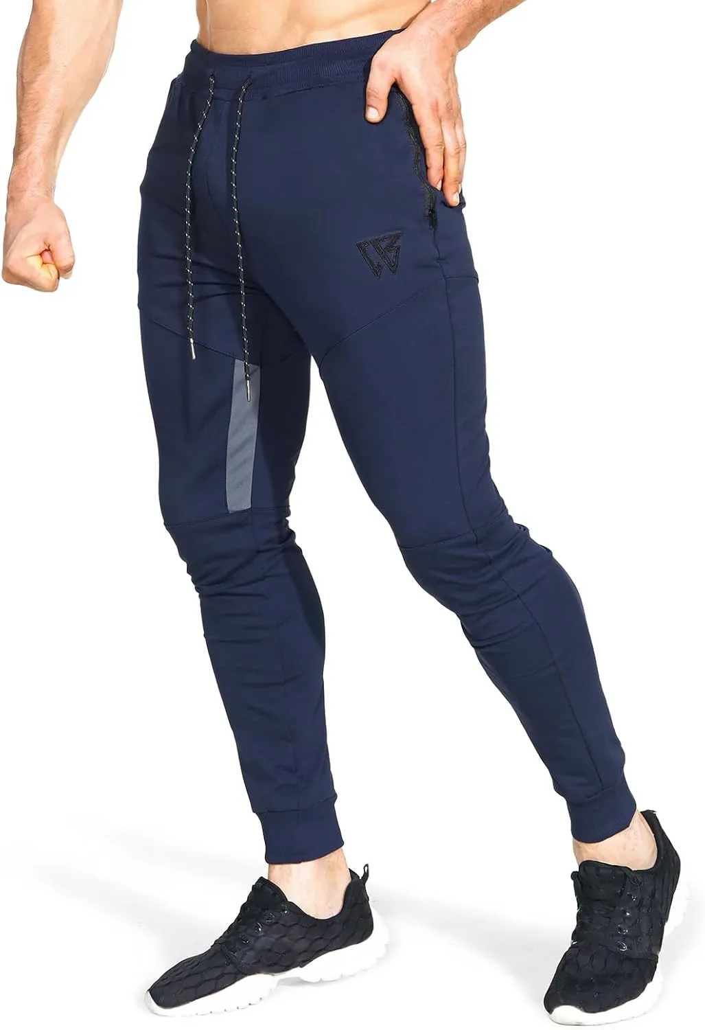 ZENWILL Mens Tapered Workout Running Pants,Gym Jogger Training Sweatpants Slim Fit with Zip Pockets