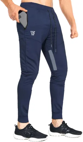 ZENWILL Mens Tapered Workout Running Pants,Gym Jogger Training Sweatpants Slim Fit with Zip Pockets